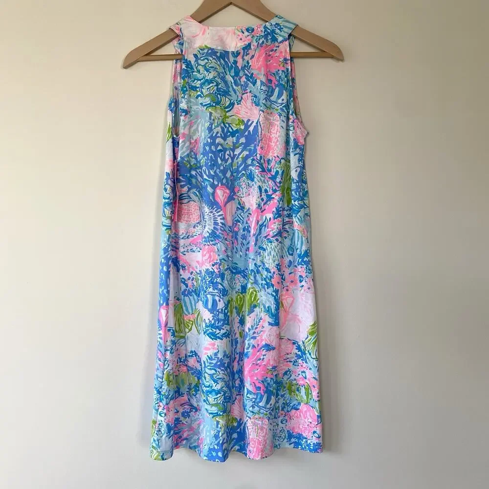 NWT Lilly Pulitzer Dress Size XXS Fished My Wish Ross Shift Blue and Pink Preppy - Picture 9 of 9